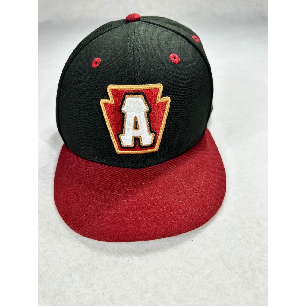 New Era 59FIFTY Lehigh Valley IronPigs Fitted Hat Size 8 Black Red Orange Lining